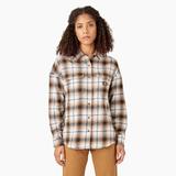 Dickies Women's Long Sleeve Flannel Shirt - Brown Duck/black Ombre Plaid Size L (FLR52)