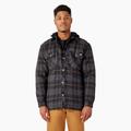 Dickies Men's Water Repellent Flannel Hooded Shirt Jacket - Black/charcoal Ombre Plaid Size XL (TJ211)