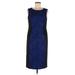 Black Label by Evan Picone Casual Dress - Sheath Crew Neck Sleeveless: Blue Print Dresses - Women's Size 8