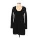 Zara Casual Dress - Mini Scoop Neck Long sleeves: Black Solid Dresses - Women's Size Medium