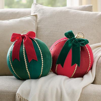 Christmas Lux Ornament Shaped Pillows - Red - Grandin Road