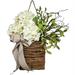 Cream Hydrangea Door Hanger Basket Wreath Wildflowers Door Hanging Basket Wreath Home Porch Farmhouse Decor