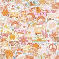 200 Pcs Hippie Stickers Preppy Stickers Peace Love Stickers Vinyl Waterproof Groovy Stickers Boho Daisy Decals Retro 60s 70s Stickers Peace Sign Stickers for Water Bottle Laptop Car Phone 40 Styles