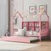 Twin Size House Bed Wood Bed with Twin Size Trundle,Kids Bed with Shelf