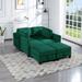 116" Symmetrical Sectional Sofa, Home Seating Velvet Sectional Sofa Chaise with Square Arms and Ottoman, for Your Living Room