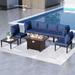 Outdoor Patio Furniture Set, Sectional Sofa Set with Table & Firepit