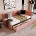 Upholstered Daybed with 2 Storage Drawers Twin Size Sofa Bed Frame No Box Spring Needed, Linen Fabric