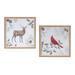 Framed Deer and Cardinal Bird Wall Art (Set of 2) - 10.254 x 0.5 x 10.25"(L X W X H)