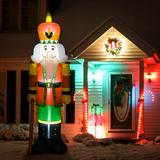 HOMCOM 8' Inflatable Christmas Nutcracker Soldier with 4 LED Lights, Blow-Up Outdoor LED Yard Display, Waterproof