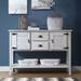 Retro-Style 48'' Console Table with 2 Drawers and Cabinets and Bottom Shelf,Antique White - Console Table