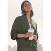 Sweatjacke FCUK, Damen, Gr. 32/34, grün (khaki), Sweatware, Obermaterial: 60% Baumwolle, 40% Polyester, modisch, lässig geschnitten normal, Rundhals, Langarm angesetztes Bündchen, Sweatjacken, mit Kragen und durchgehenden Reißverschluss
