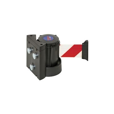 PROREGAL Selbstspannender Wandgurt inkl. Wandhalterung ohne Wandclip | Magnetisch | Gurtmaß LxB 400x5cm | Schwarz, Gurt Rot-Weiß Image