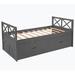 Home Decor Twin Solid Wood Daybed w/ Trundle in Gray | 35.02 H x 78.72 W x 39.22 D in | Wayfair DAGESM000228AAE