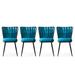 East Urban Home Back Side Chair Wood/Upholstered/Velvet/Metal in Blue/Black | 32.3 H x 16.9 W x 16.9 D in | Wayfair