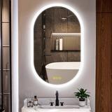 Ivy Bronx Fraleigh Oval LED Wall-Mounted Frameless Bathroom Vanity Mirror w/ Anti-Fog, Smart Dimmable & 3 LED Color | 20 H x 32 W x 1.2 D in | Wayfair