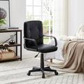 Inbox Zero Latayah High Back Office Task Chair w/ Arms, Swivel PU Height Adjustable Office Executive Chair Upholstered in Black | Wayfair
