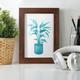 Bay Isle Home™ Watercolor House Plant IV -Framed Print W/Glass Paper, Solid Wood in Black/Blue/Green | 9 H x 7 W x 1 D in | Wayfair