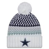 Women's New Era White Dallas Cowboys 2023 Sideline Cuffed Knit Hat with Pom