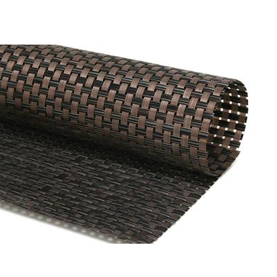 Front of the House RTL006COV83 Rectangular Metroweave Woven Vinyl Placemat - 18 1/4" x 12", Copper, Brown