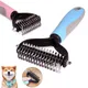 Pet Grooming Dog Brush Hair Remove 2 Sided Undercoat Rake for Cats Dogs Safe Dematting Comb for