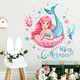 Mermaid on Shell Pearls Wall Stickers for Baby Girls Room Decor Water Grass Bubble Wall Decals Kids