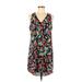 Old Navy Casual Dress - Mini V-Neck Sleeveless: Black Floral Dresses - Women's Size Medium