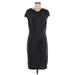 Komarov Cocktail Dress - Wrap Cowl Neck Short sleeves: Gray Solid Dresses - Women's Size Medium