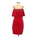 BCX dress Cocktail Dress - Sheath Cold Shoulder Sleeveless: Red Solid Dresses - Women's Size 7