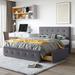 Queen Size Platform Bed Linen Fabric Upholstered Bed with Classic Headboard and 4 Storage Drawers, No Box Spring Needed