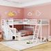 Solid Pinewood Frame Bunk Bed Ladder with and 3 Storage Staircases, Twin over Full L-Shaped Bunk Bed With 3 Drawers