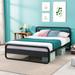 Industrial Platform Queen Bed Frame/Mattress Foundation with Rustic Headboard and Footboard