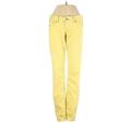 Express Jeans Jeans - Mid/Reg Rise Straight Leg Denim: Yellow Bottoms - Women's Size 0 - Dark Wash