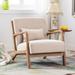 Mid Century Modern Accent Chair, Single Fabric Lounge Reading Armchair with Solid Wood Frame, Easy Assembly Arm Chairs