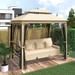 8.9 x 5.9 ft Outdoor Gazebo with Convertible 3 Seater Swing Bench and Mosquito Netting, 2-Tiered Vented Top