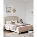 Strong Wood Slat Support Bed Frame with Button Tufted Upholstered