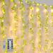 Artificial Vines Curtain Lights 200 LED Battery Operated Fake Willow Leaves String Lights with Remote Waterproof 8 Modes Hanging Lights for Holiday Wedding Party 9.8ftx6.6ft