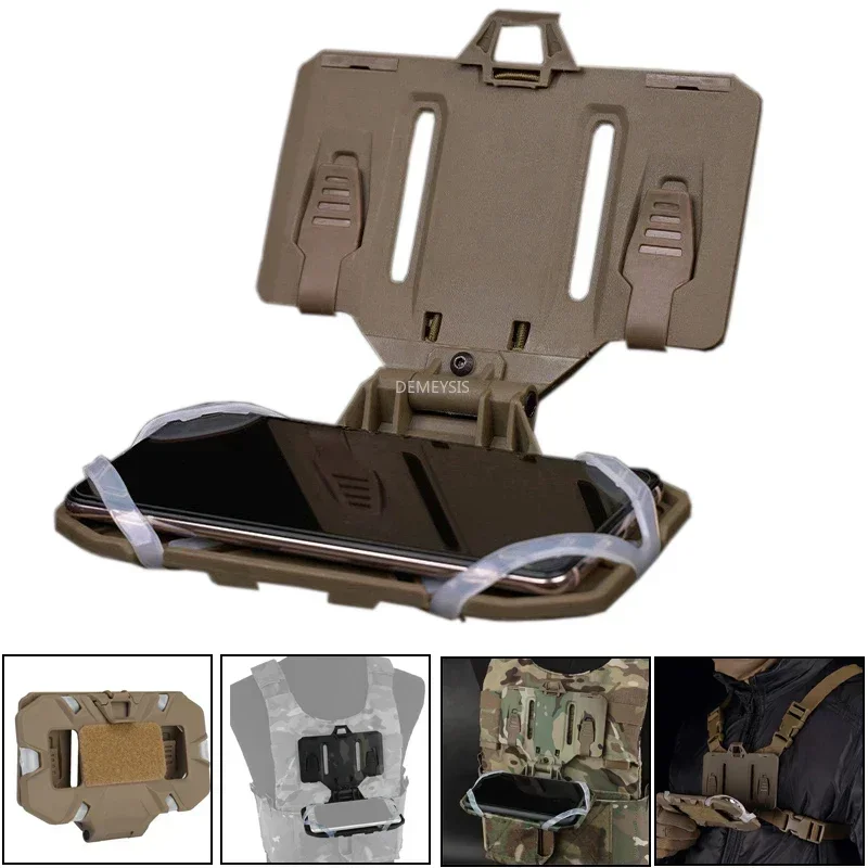 Gilet support pour téléphone portable, panneau de Navigation tactique plié, support MOLLE pour téléphone portable, sac de poitrine de chasse Paintball, sac de carte