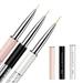 Makartt 3Pcs Nail Art Brushes Thin Liner Brush Detail Design Pen Set Acrylic Nail Brush Gel Nail Painting Brush Nail Dotting Tools Drawing Brush Kit Shiny Diamond Premium Handle Home DIY Salon Use