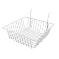 #5612WHITE (Pack Of 6) White Wire Baskets For Grid Wall Slat Wall Or Pegboard - Merchandiser Baskets White Wire Basket 12 L X 12 D X 4 H (Set Of 6) (Pack Of 6)