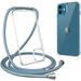 Compatible with iPhone 12/iPhone 12 Pro Clear Case with Adjustable Lanyard Soft Slim TPU Shockproof Protective Crossbody Case for iPhone 12/12 Pro 6.1 inch-Grey Blue