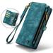 Galaxy Z Fold 4 5G Leather Detachable Wallet Zipper Case with 8 Card Slots Holder Magnetic case for Samsung Z Fold 4 5G Flip Wallet Handle Wrist Strap Shockproof Pocket Handbag for Man Woman Green