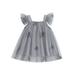 Bagilaanoe Toddler Baby Girl Tulle Dress 3D Flower/Butterfly Fly Sleeve A-line Princess Dresses 6M 12M 2T 3T 4T 5T Kid Summer Swing Sundress