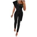 JURANMO Womens Sequin Jumpsuit Sleeveless O Neck Patchwork Bodycon Party Clubwear Jumpsuit High Waisted Glitter Rompers with Belt