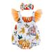 Halloween baby girl outfit 1 Set Halloween Baby Girl Romper Short Sleeve Pumpkin Baby Onesie with Headband