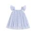 Bagilaanoe Toddler Baby Girl Tulle Dress 3D Flower/Butterfly Fly Sleeve A-line Princess Dresses 6M 12M 2T 3T 4T 5T Kid Summer Swing Sundress