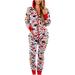 Onesie Jumpsuit for Women Christmas Graphic Hooded Pajamas Adult One Piece Sleepwear Cute Zipper Romper Overalls