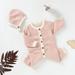 Vedolay Fall Sweaters Girls Knit Sweaters Button V Neck Long Sleeve Pullover Jumper Tops Pink 6-12 Months