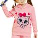 Toddler Girls Cat Hoodie Pullover Sweatshirt Casual Pink Crewneck Long Sleeve Clothes Toddler Hooded Tops (8210-3T)