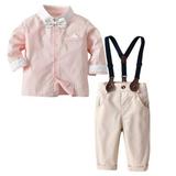 Spring Savings Clearance 2024! TUOBARR Toddler Boy Fall Outfits Toddler Baby Boys 2Pcs Clothing Sets Elegant Long Sleeve Shirts with Pants Party Suit Gentleman Clothes Formal Suit Pink 2 Years