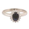 'Hand Crafted Rhodium-Plated Blue Sapphire Cocktail Ring'